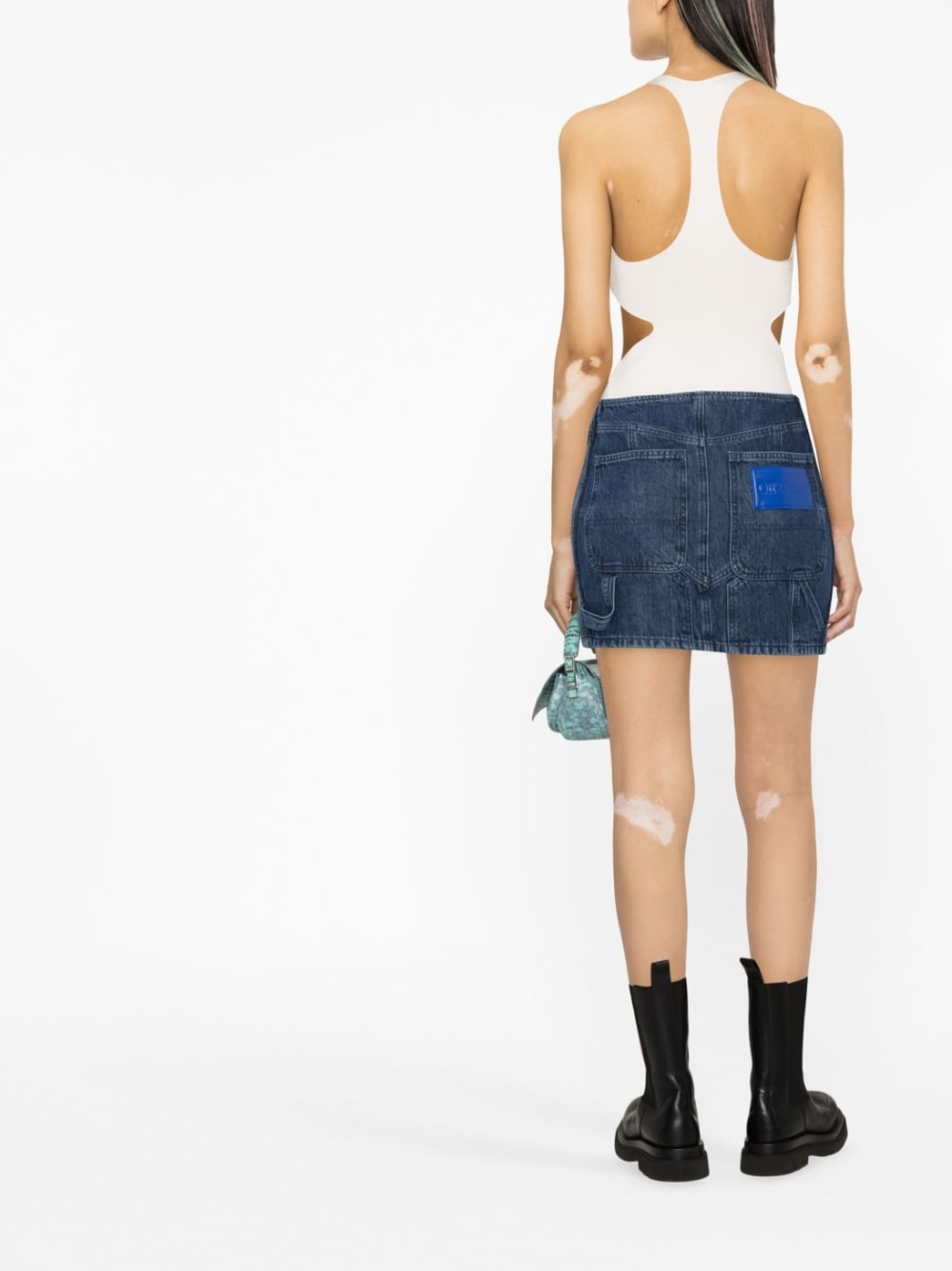 denim mini skirt