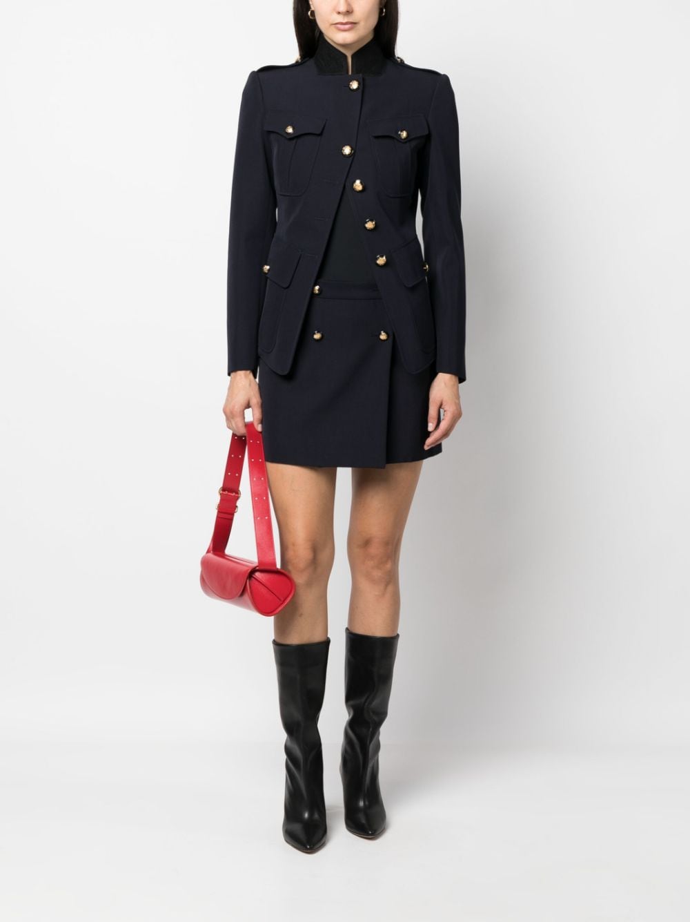 wool-cotton blend mini wrap skirt