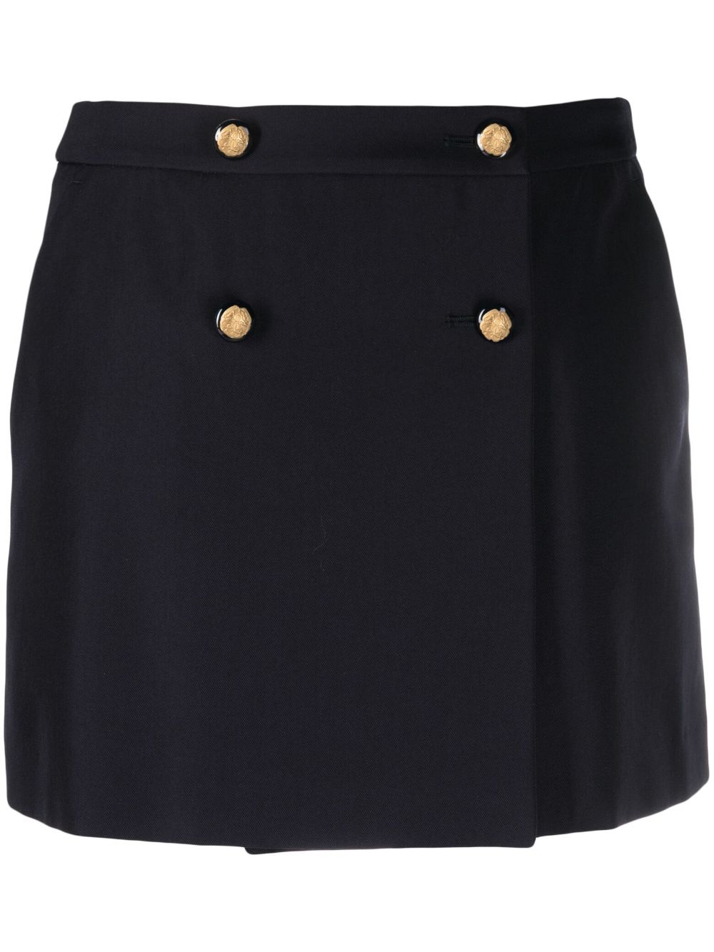 wool-cotton blend mini wrap skirt