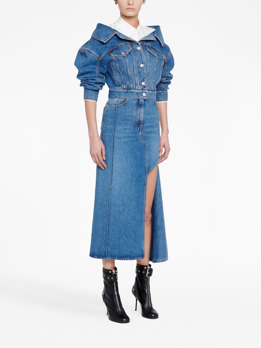 denim midi skirt