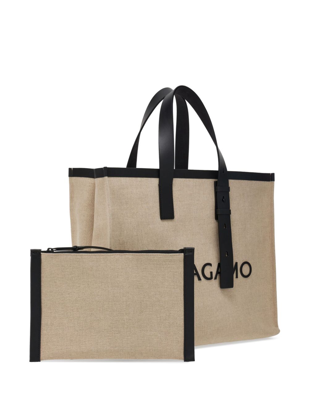 logo-embossed leather tote bag