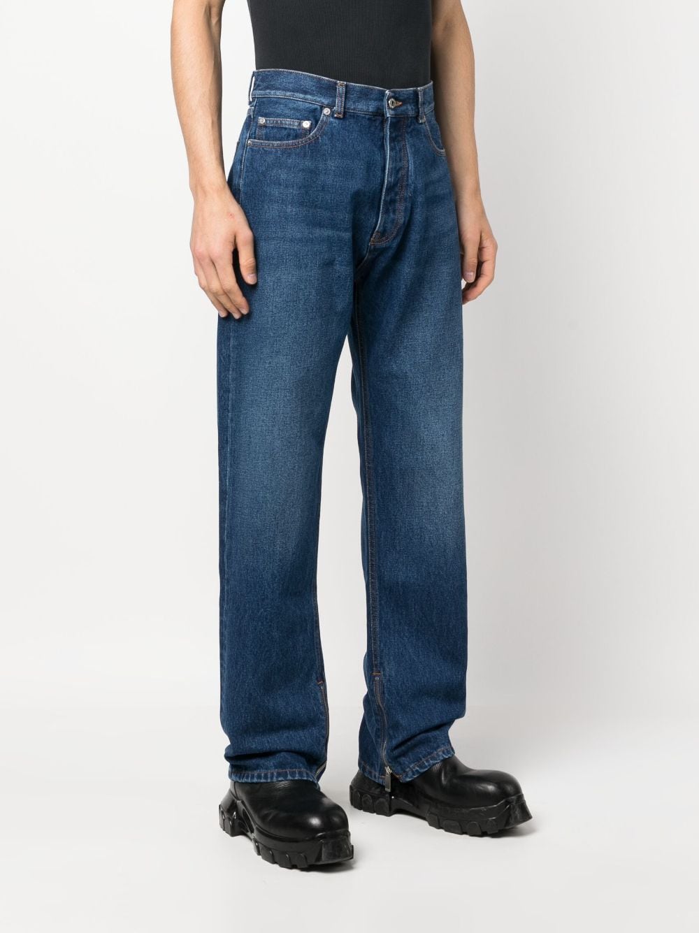 high-waisted straight jeans