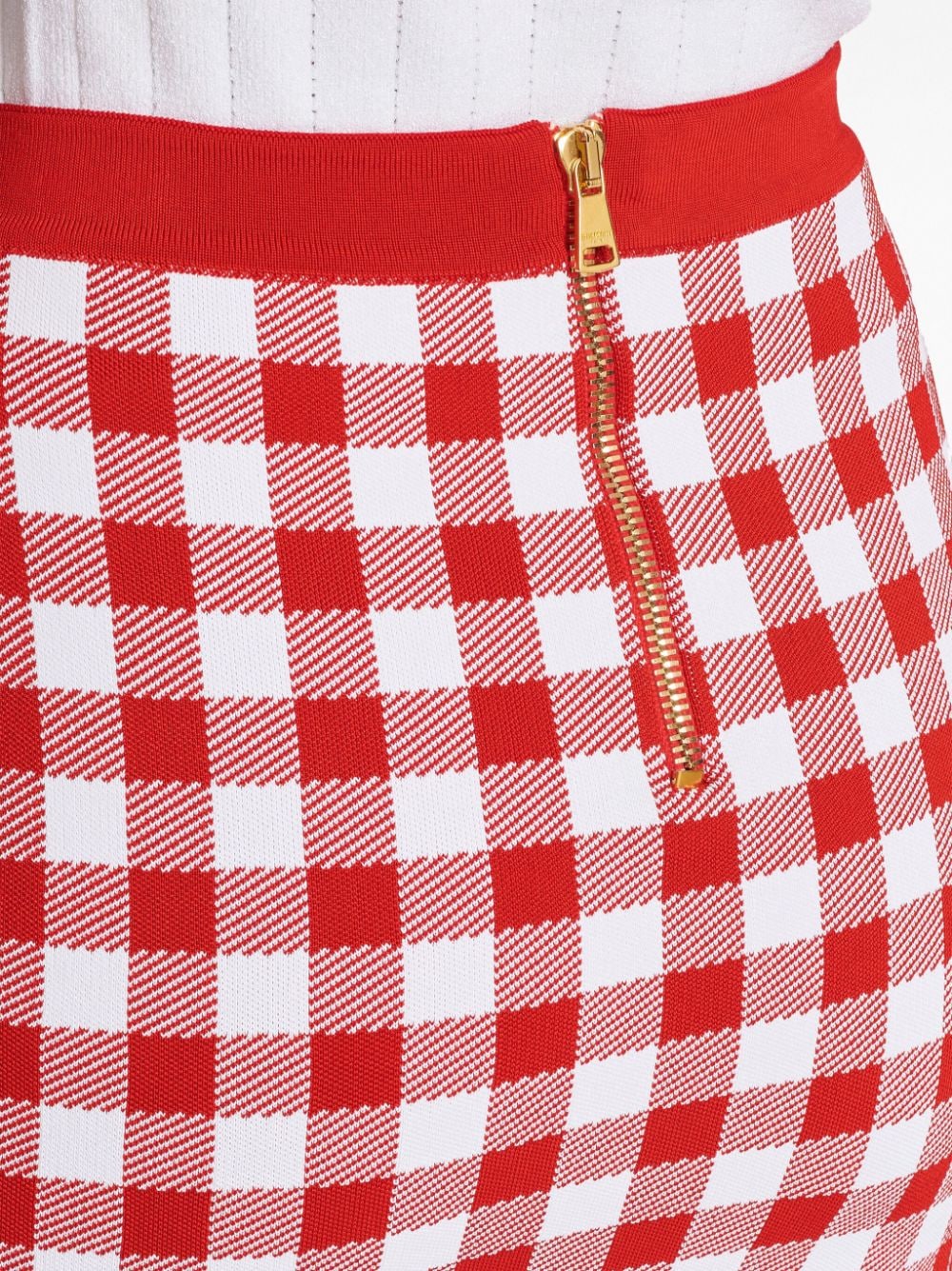 gingham fine-knit miniskirt