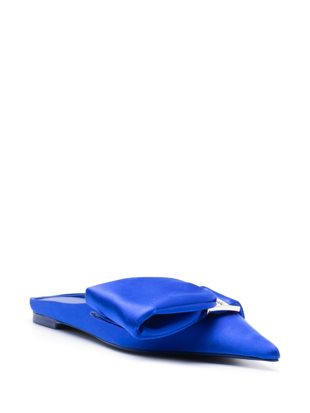 asymmetric-bow satin mules