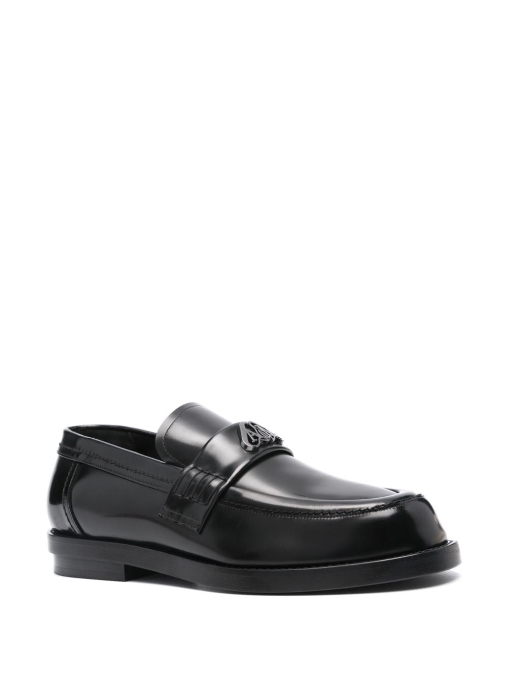 logo-plaque leather loafers