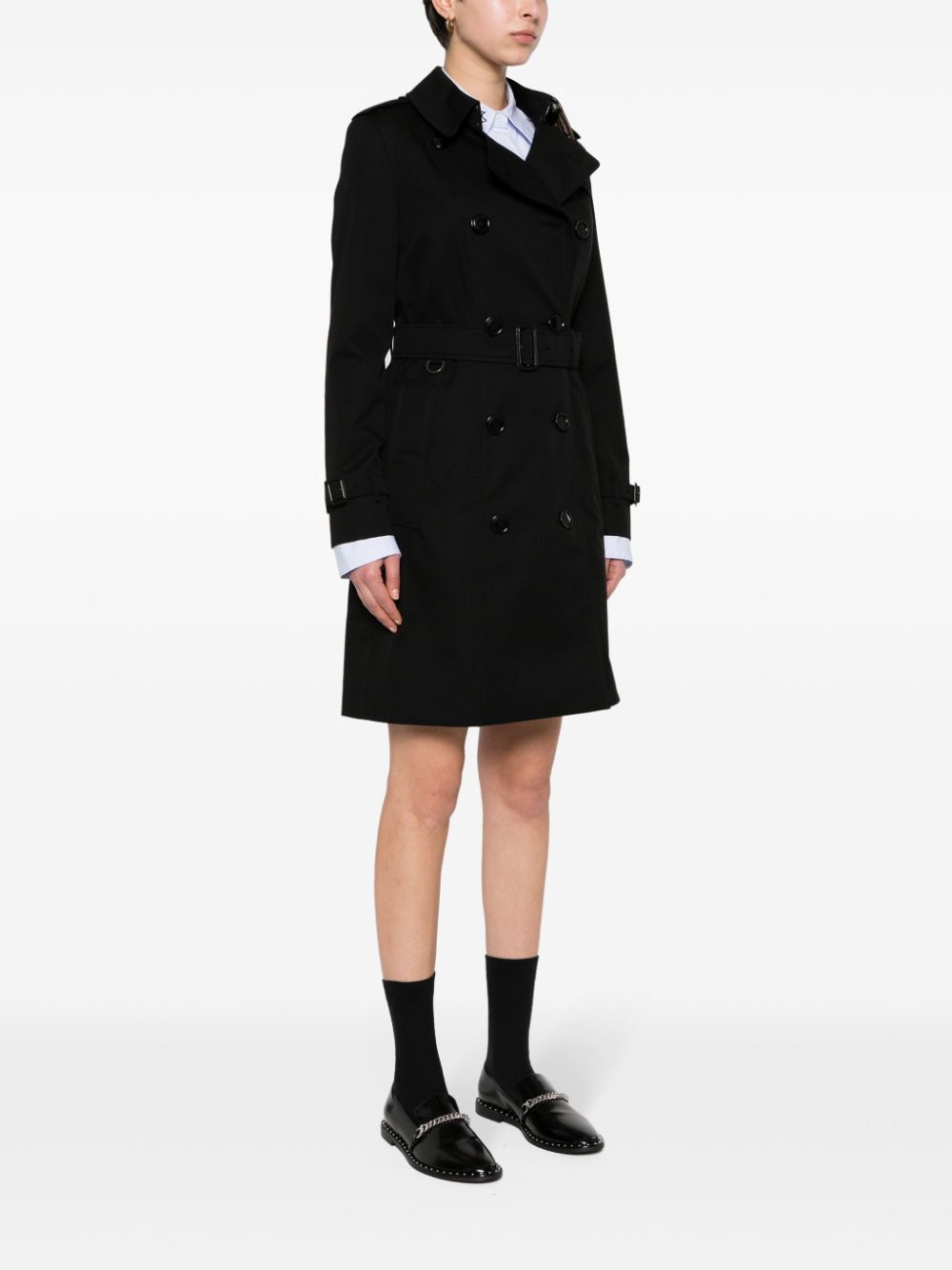 gabardine-weave trench coat