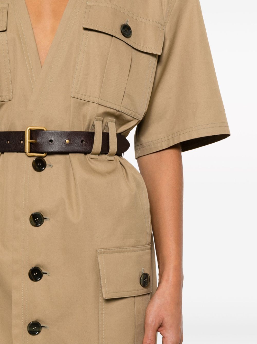 cotton twill midi dress