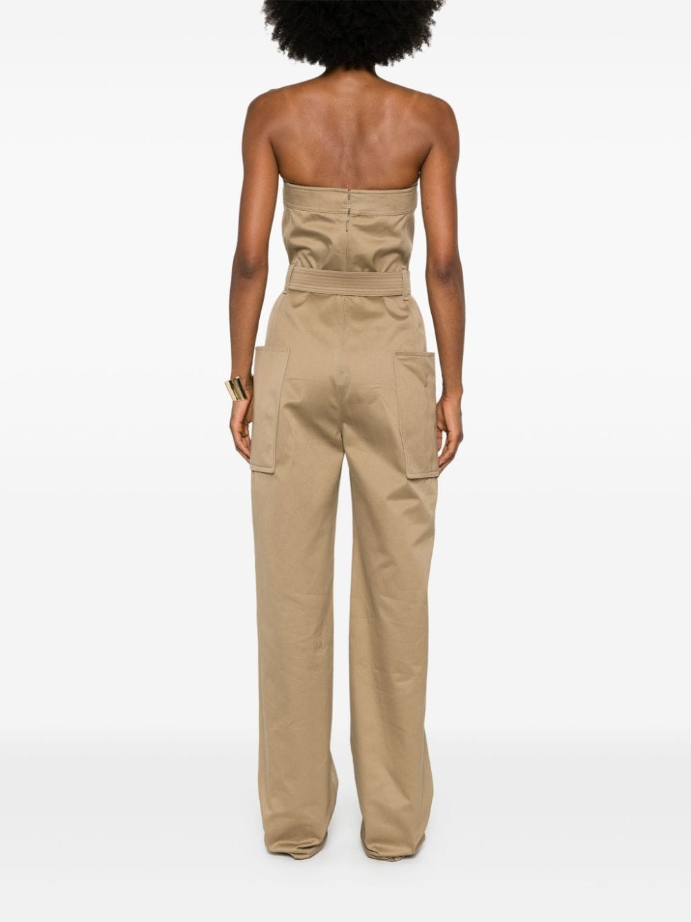 strapless belted cotton jumpsuit