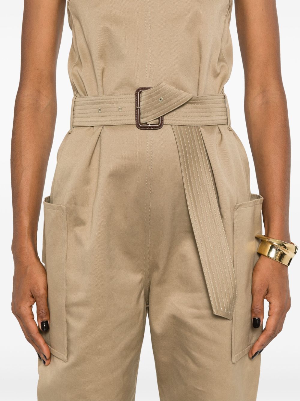strapless belted cotton jumpsuit
