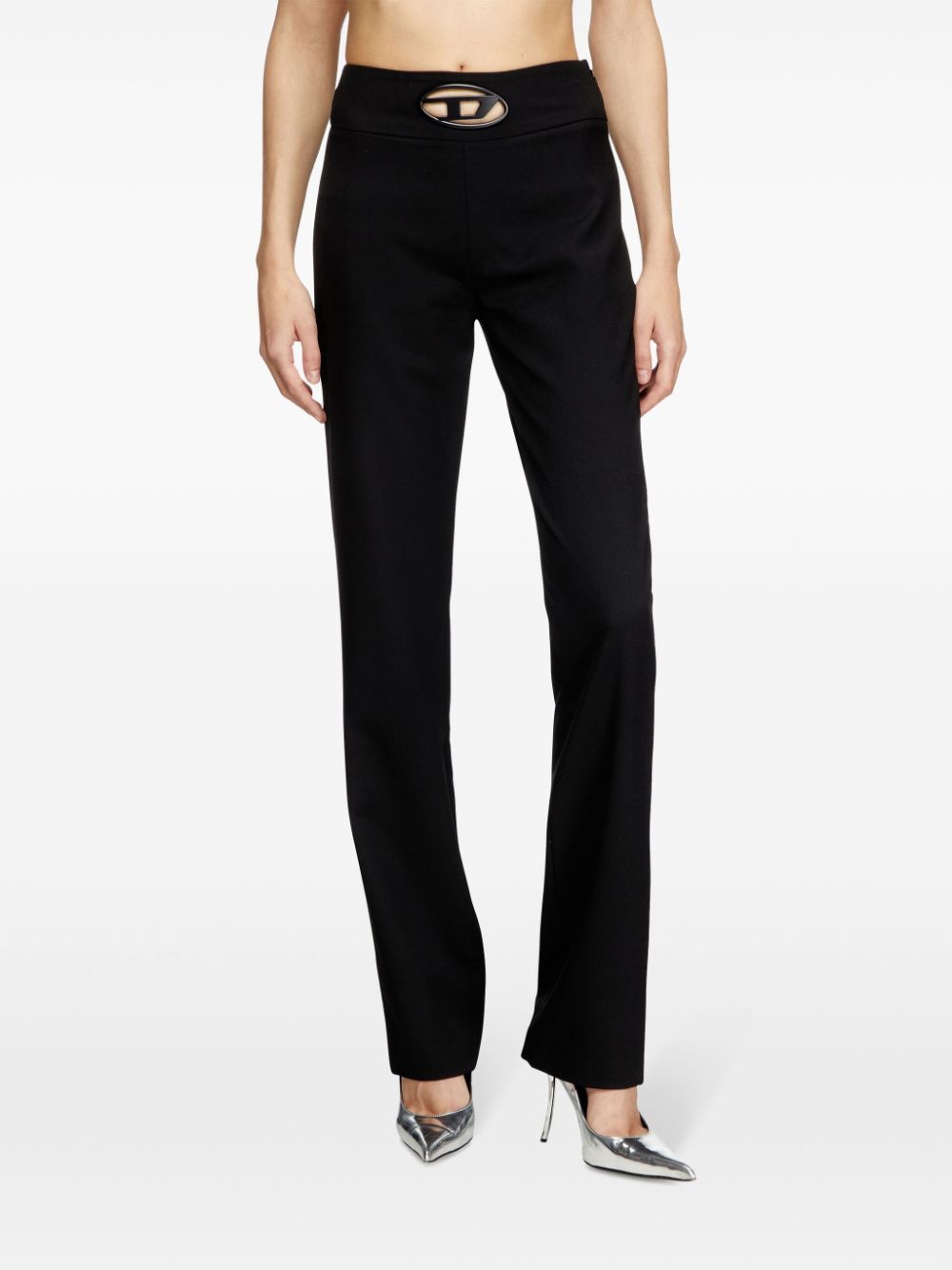oval d logo plaque high-waisted wool blend trousers