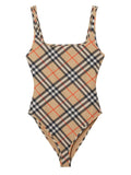 check-pattern swimsuit