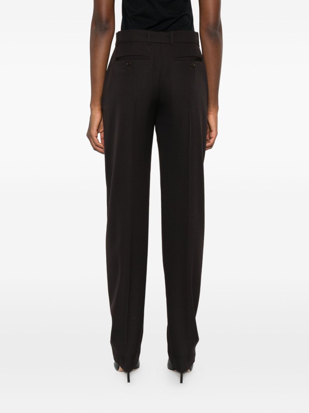 pressed-crease tailored trousers