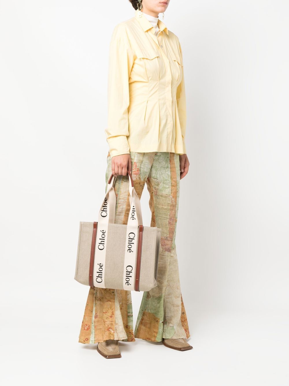 woody linen tote bag