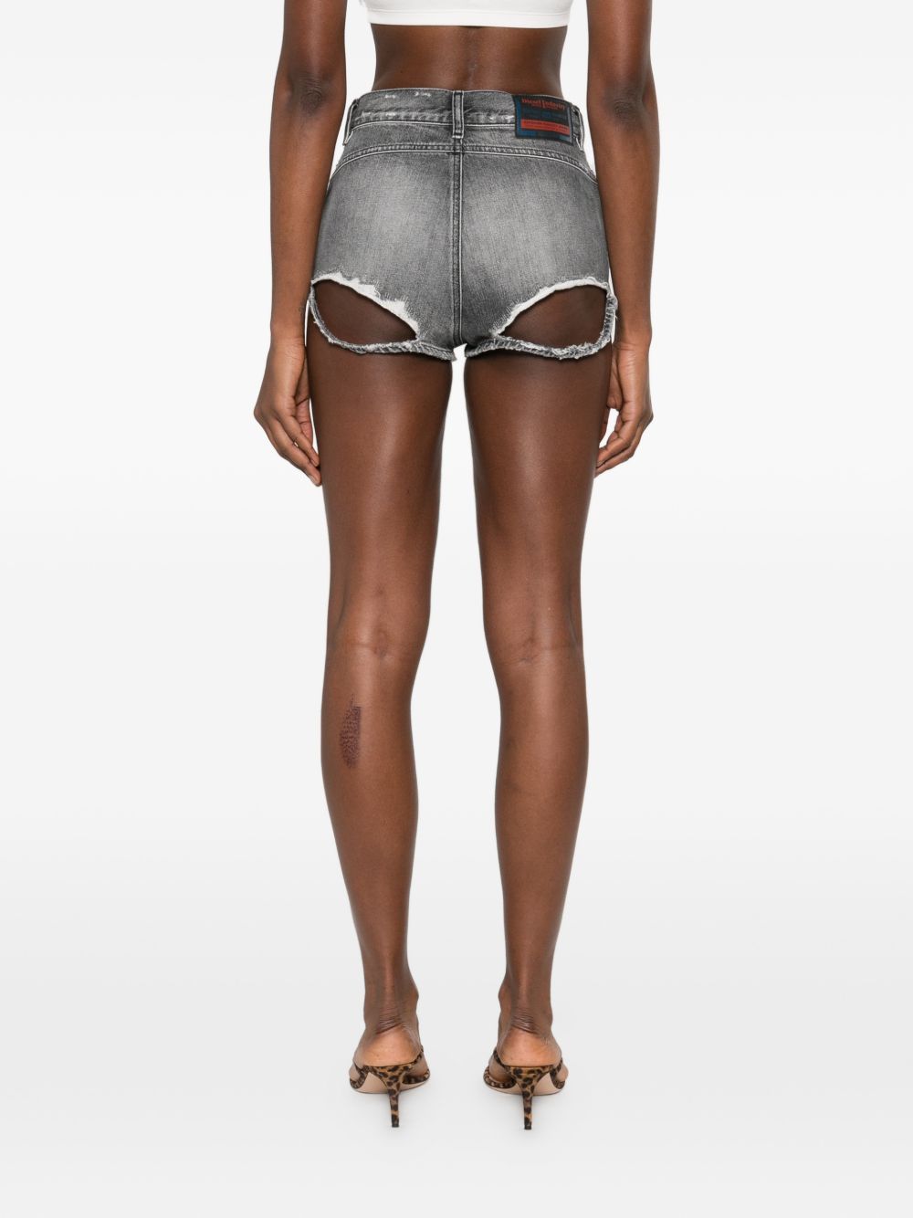 distressed effect denim cotton shorts