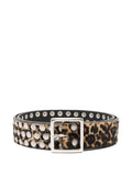 leopard-pattern studded belt