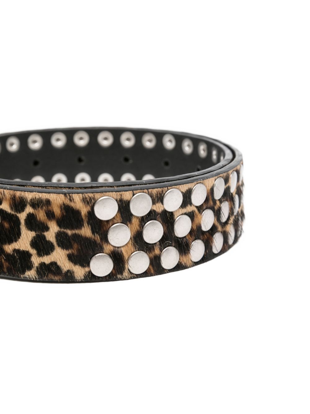 leopard-pattern studded belt