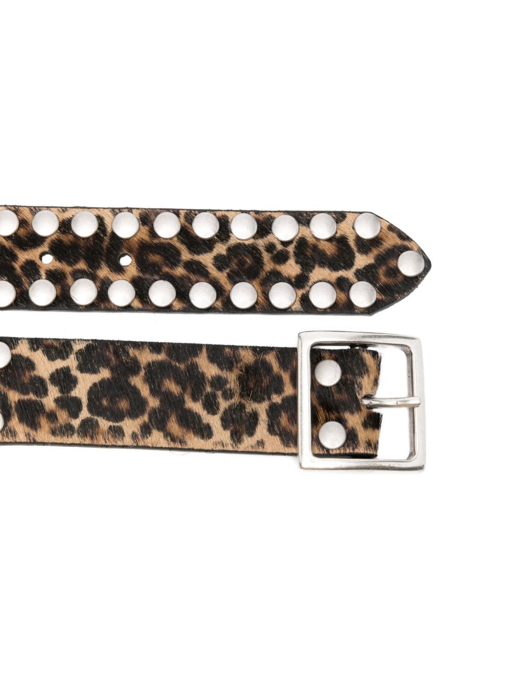 leopard-pattern studded belt
