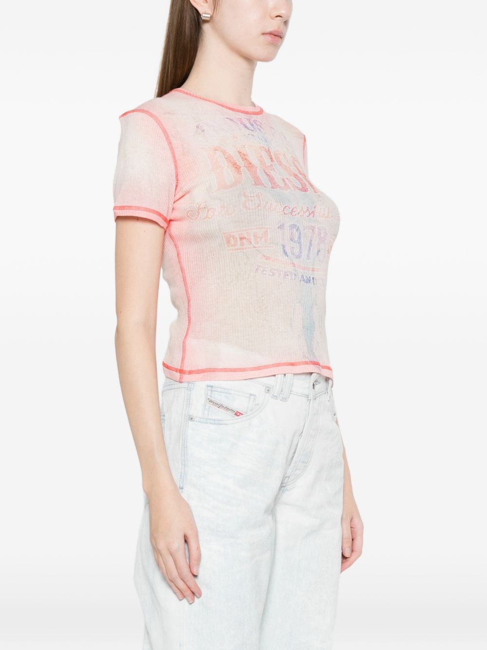 ribbed texture cotton t-shirt