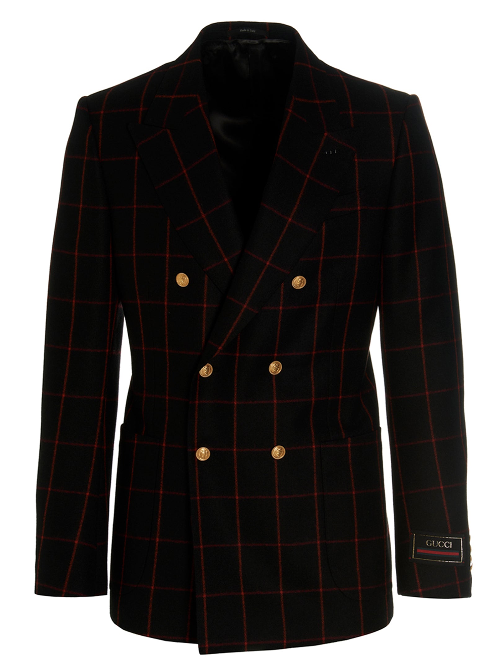 double-breasted check blazer