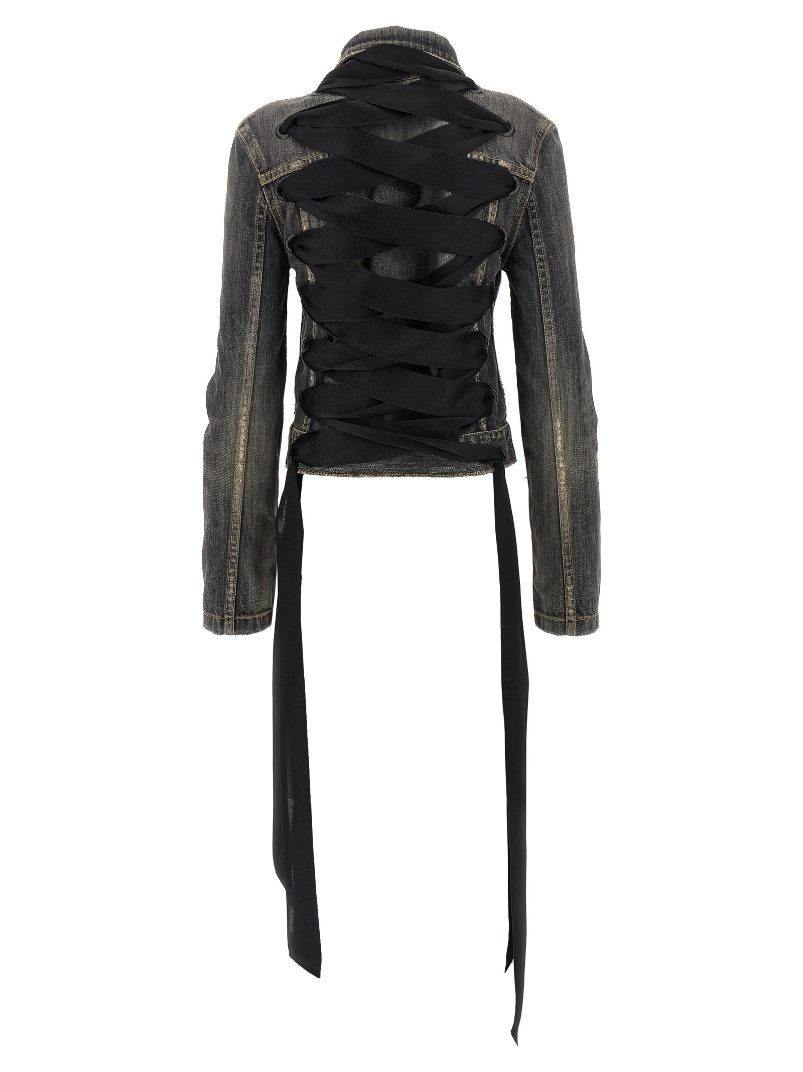 lace up denim jacket