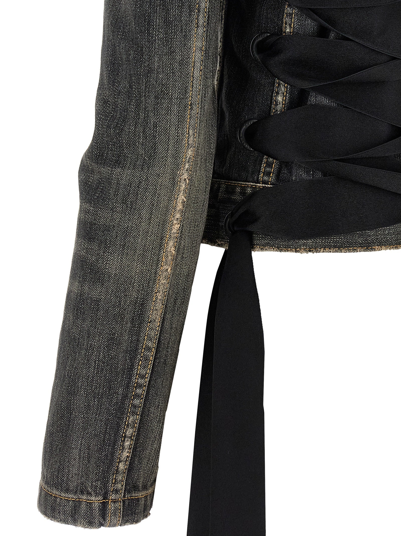 lace up denim jacket