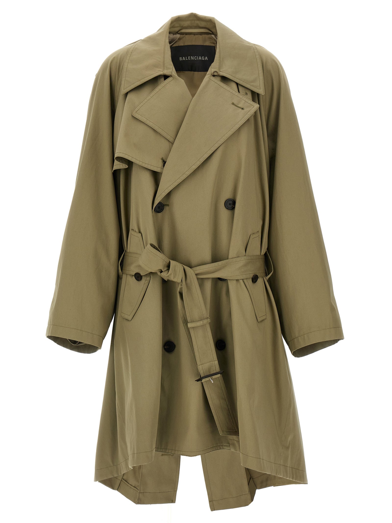 draped neck trench coat