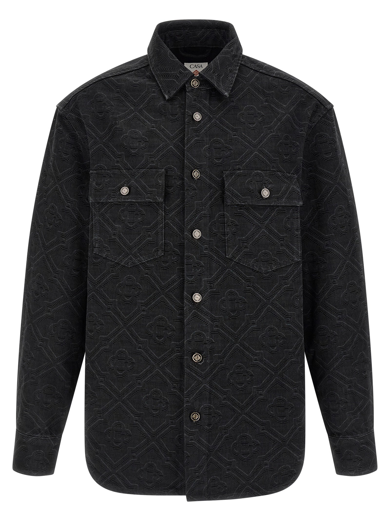 laser monogram denim overshirt