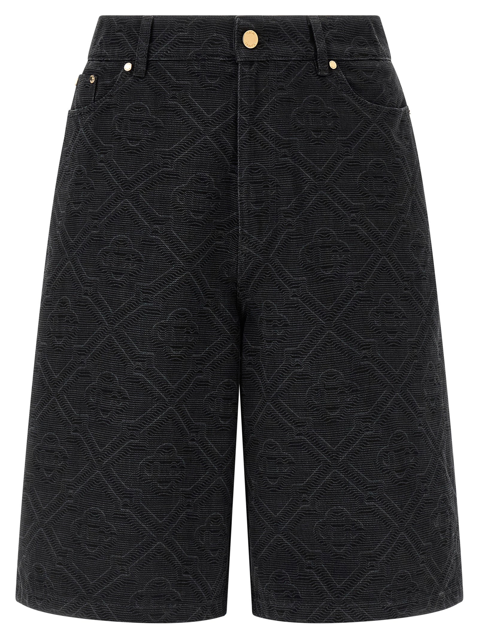 laser monogram denim bermuda shorts