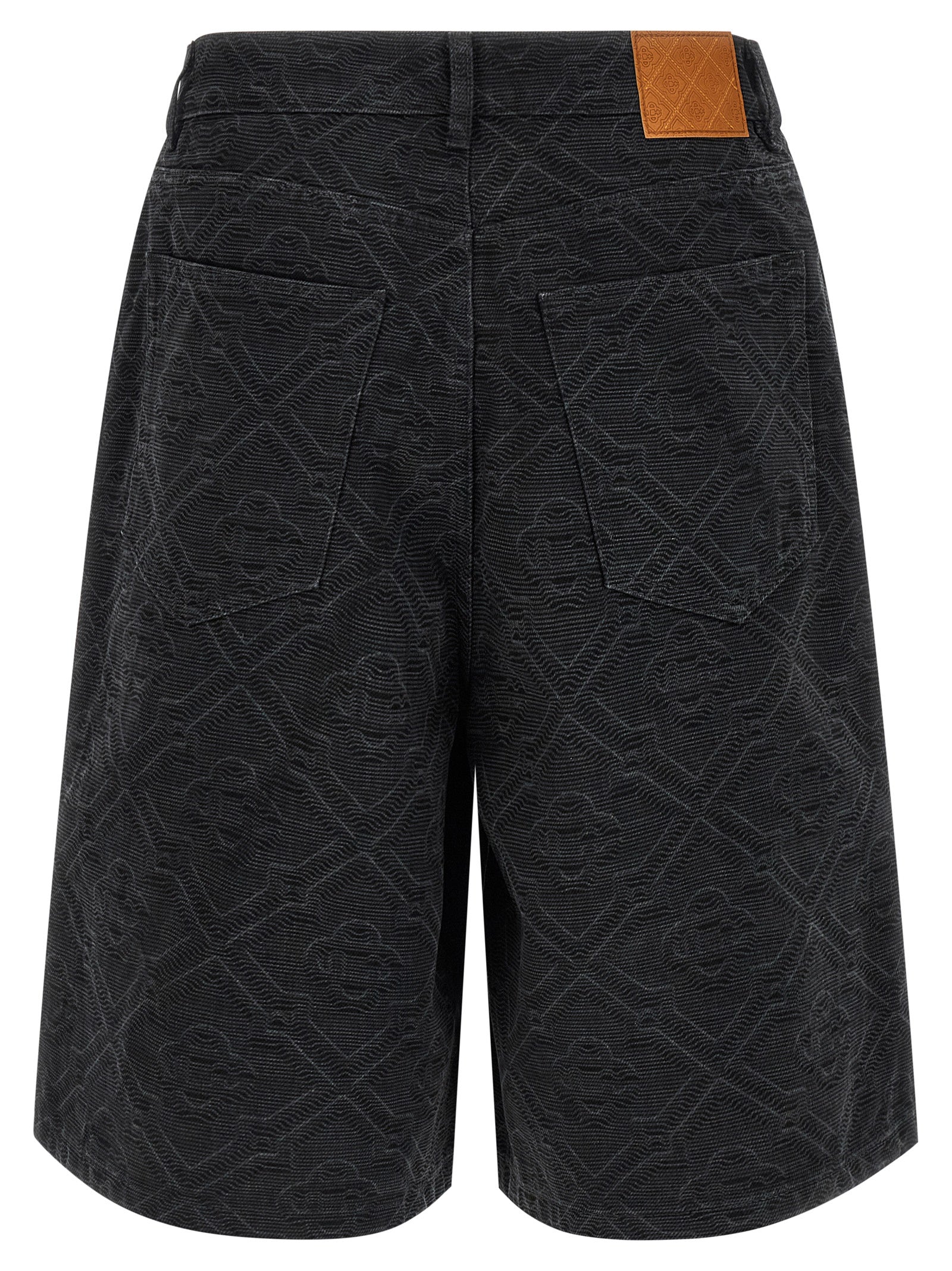 laser monogram denim bermuda shorts