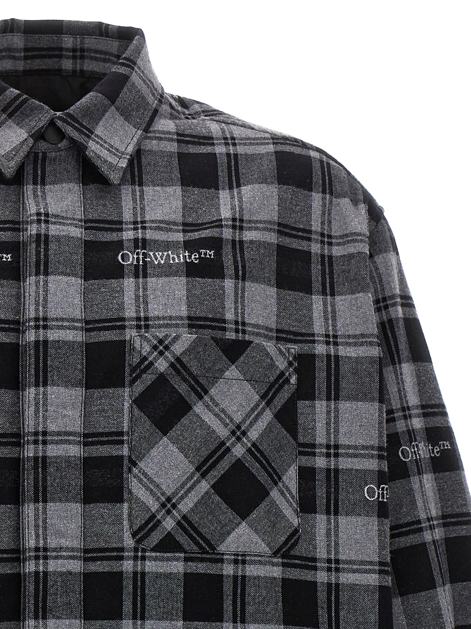 off-white check flannel padded jacket